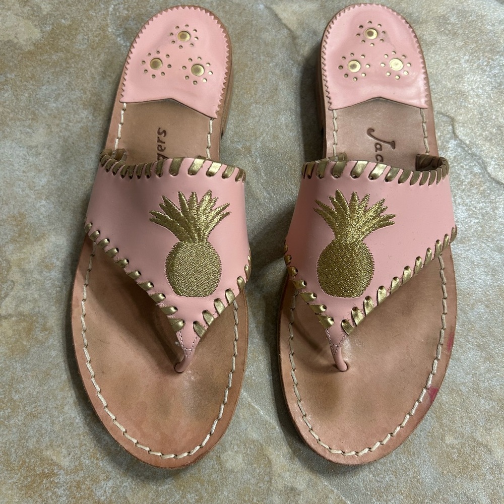 Jack Rogers Pink and Gold Pineapple Sandals